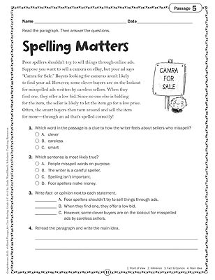 Scholastic Comprehension Skills: 40 Short Passages For Close Reading, Grade 5