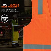 Ergodyne GloWear 8249Z Hi-Vis Surveyor Safety Vest, Solid Front Mesh Back, Type R Class 2