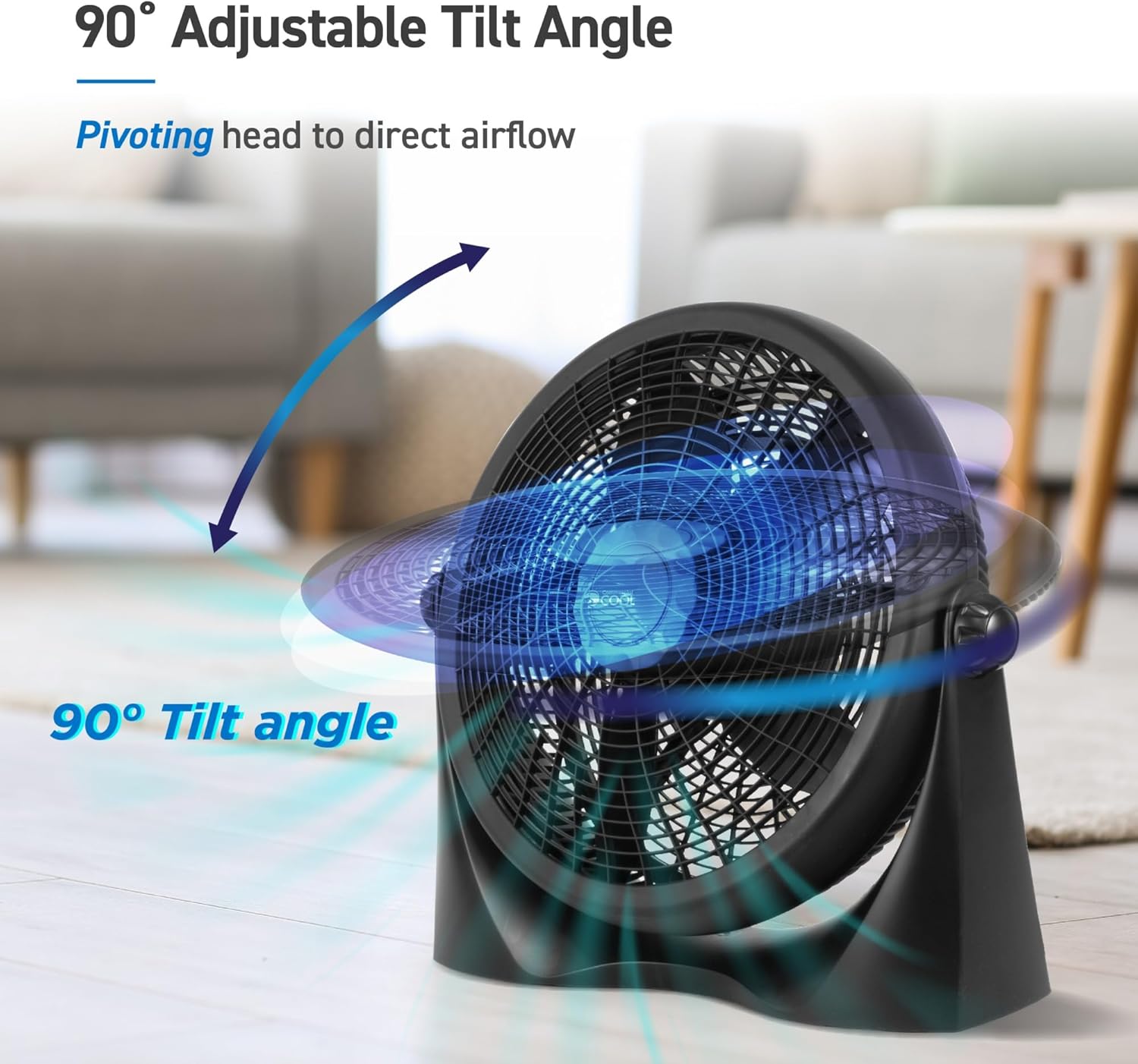 Commercial Cool 16in High-Velocity Floor Fan, 19-3/16inH x 20-9/16inW x 6-7/16inD, Black