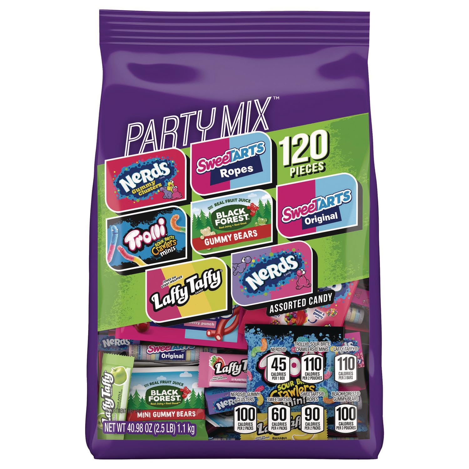 Nerds, Trolli, Laffy Taffy and More Party Mix Stand Up Bag, 40.98 Oz, Pack Of 120 Candies
