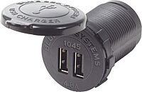 Blue Sea Systems 1045 Fast Charge 4.8A Dual USB Charger Socket Mount, 12V/24V