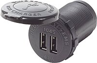 Blue Sea Systems 1045 Fast Charge 4.8A Dual USB Charger Socket Mount, 12V/24V