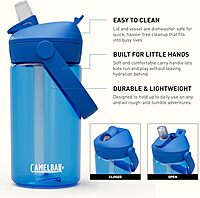 CAMELBAK Thrive Flip Straw Kids Bite Valve Water Bottle 14oz Tritan Renew