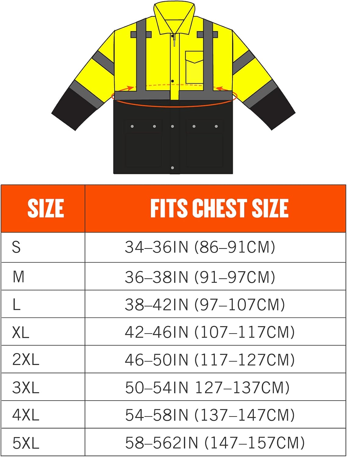 Ergodyne Standard Class 3 Hi-vis Rain Jacket Black Bottom Large