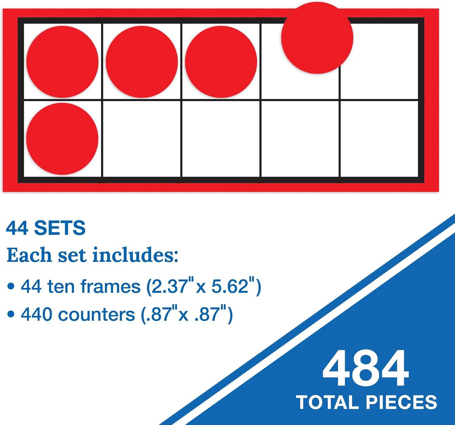 Carson Dellosa 484-Piece Ten Frames and Counters Math Manipulatives, Math Classroom Cutouts, Math Classroom Decorations