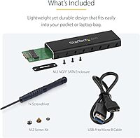 StarTech.com M.2 SSD Aluminum Enclosure to USB 3.0 (5Gbps) with UASP - Black - M.2 NGFF SATA with B Key & B+M Key