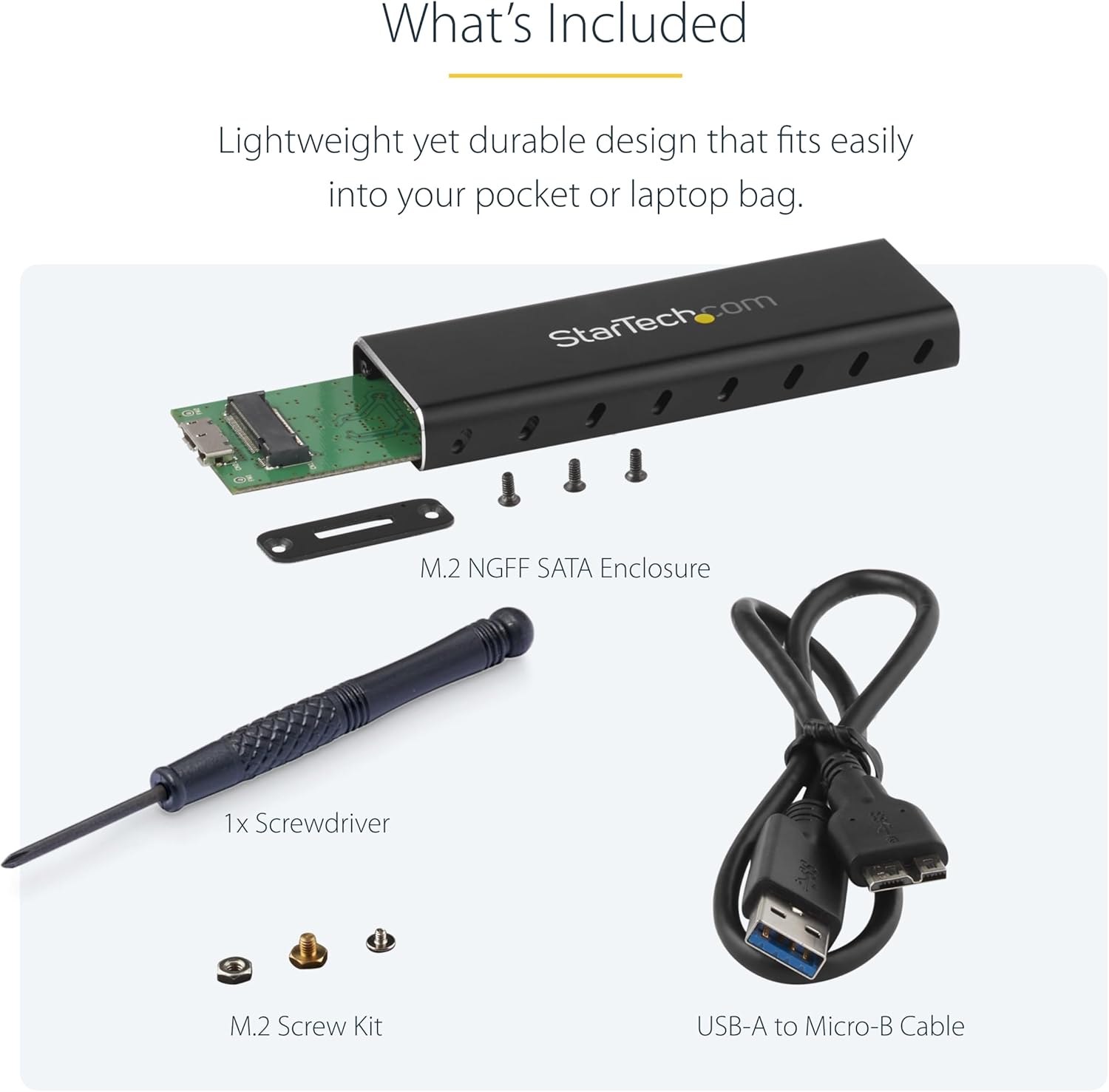 StarTech.com M.2 SSD Aluminum Enclosure to USB 3.0 (5Gbps) with UASP - Black - M.2 NGFF SATA with B Key & B+M Key