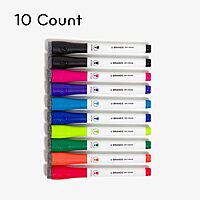 U Brands Low-Odor Dry-Erase Markers with Erasers, Medium (2mm) Point, Assorted Colors, Pack of 10