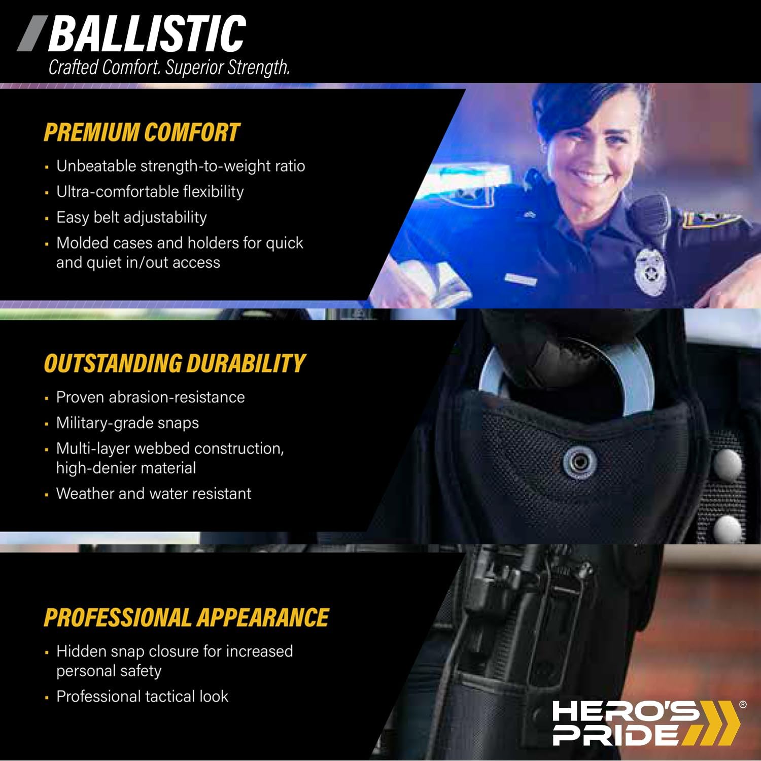 Hero's Pride Ballistic Handcuff Case - Standard & ASP Handcuffs - Durable Nylon