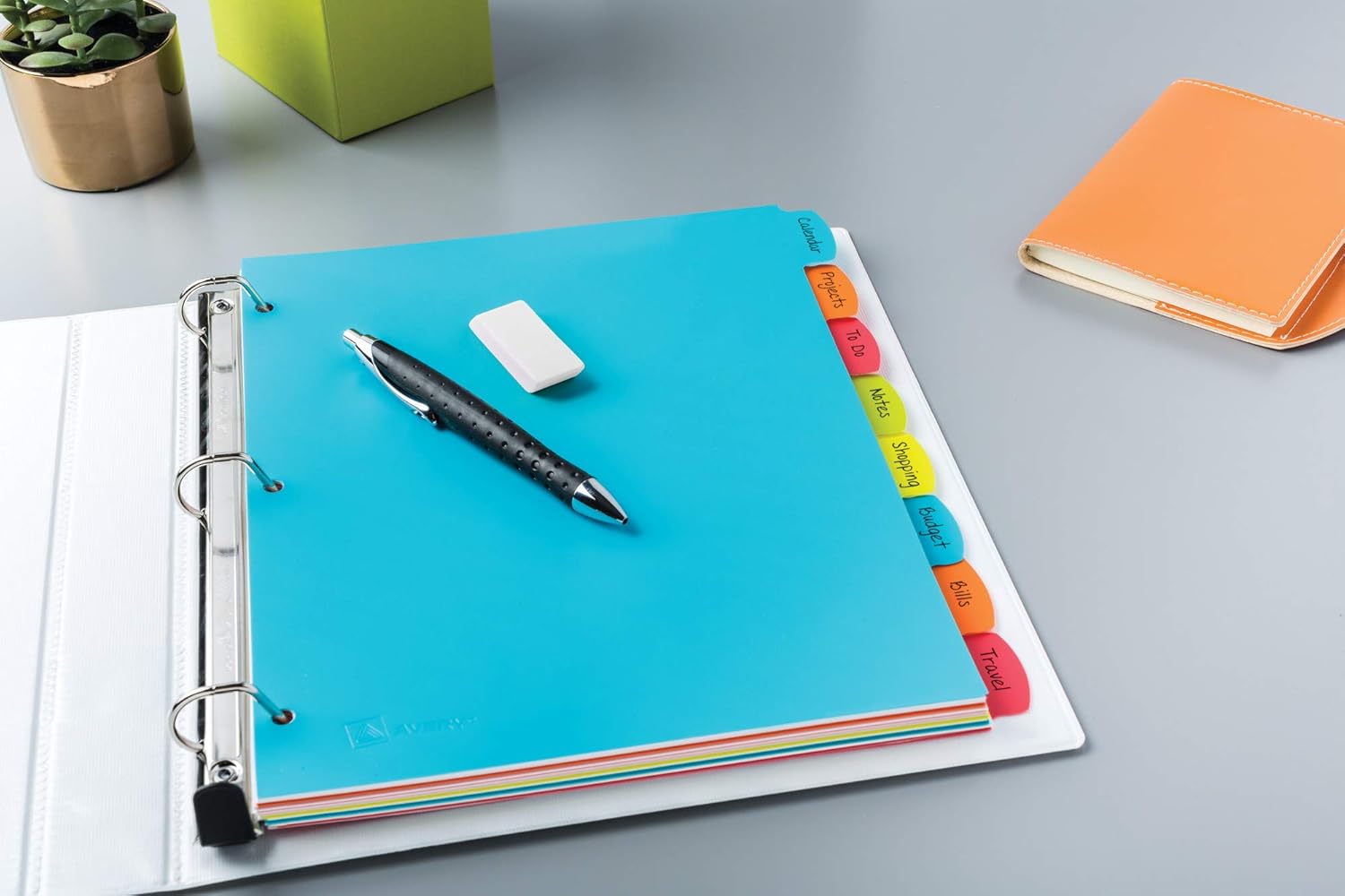 Avery Big Tab Write & Erase Durable Plastic Dividers for 3 Ring Binders, 8-Tab Set, Bright Multicolor