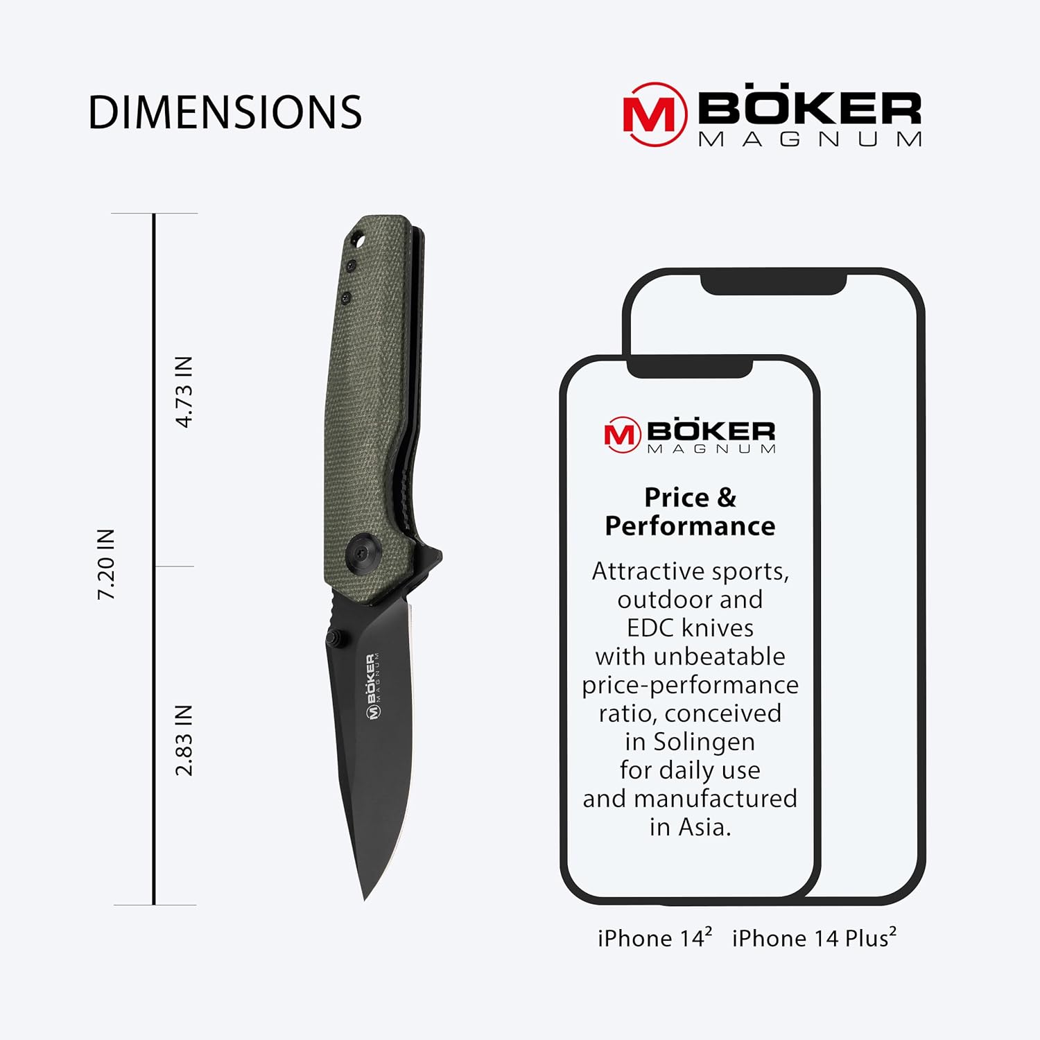 Böker Magnum Field Flipper -flipper pocket knife with Micarta handle scales - folding knife with 440A blade