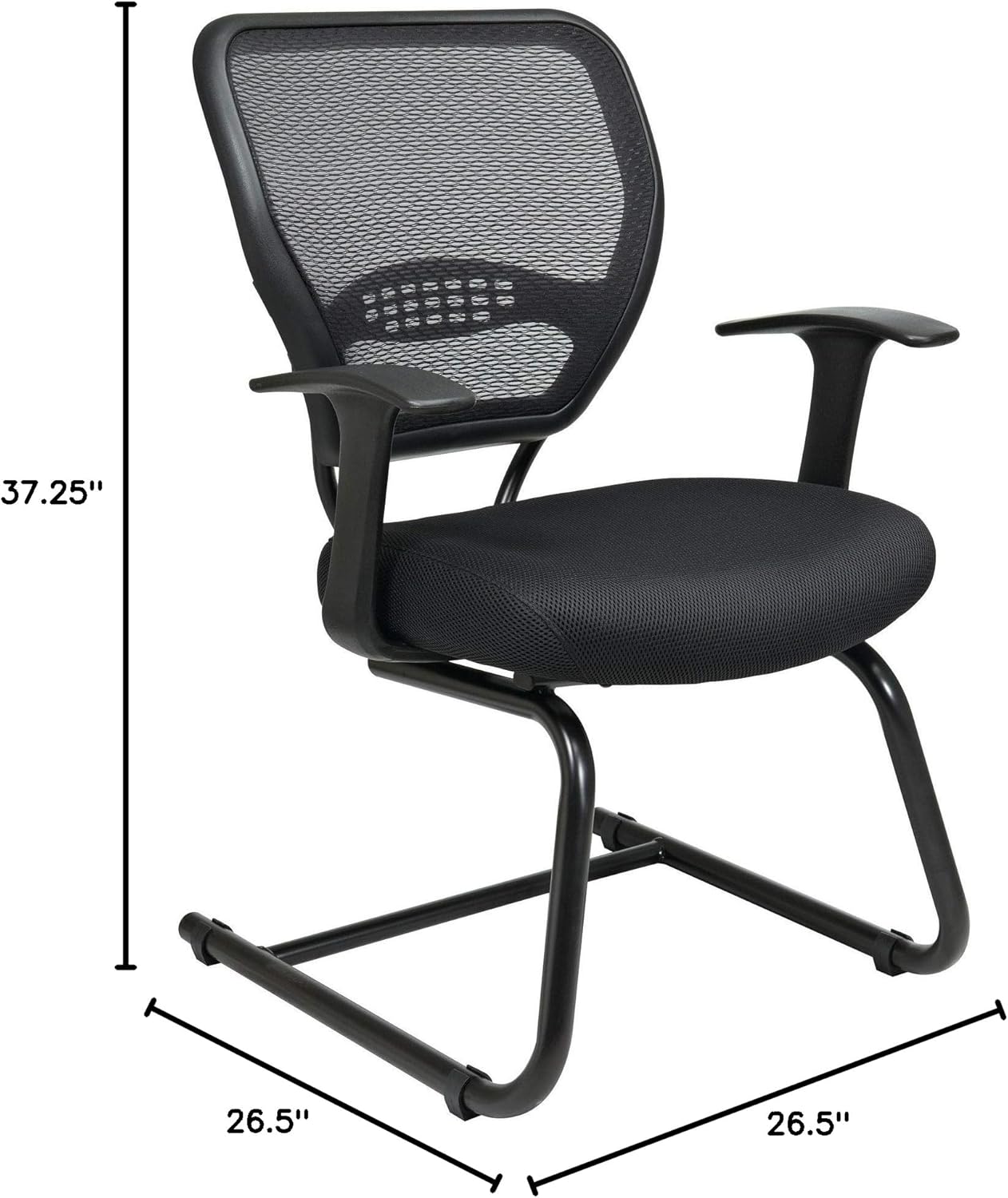 SPACE Seating 55 Series Professional Dark Air Grid Back Visitor's Chair with Built-in Lumbar Support