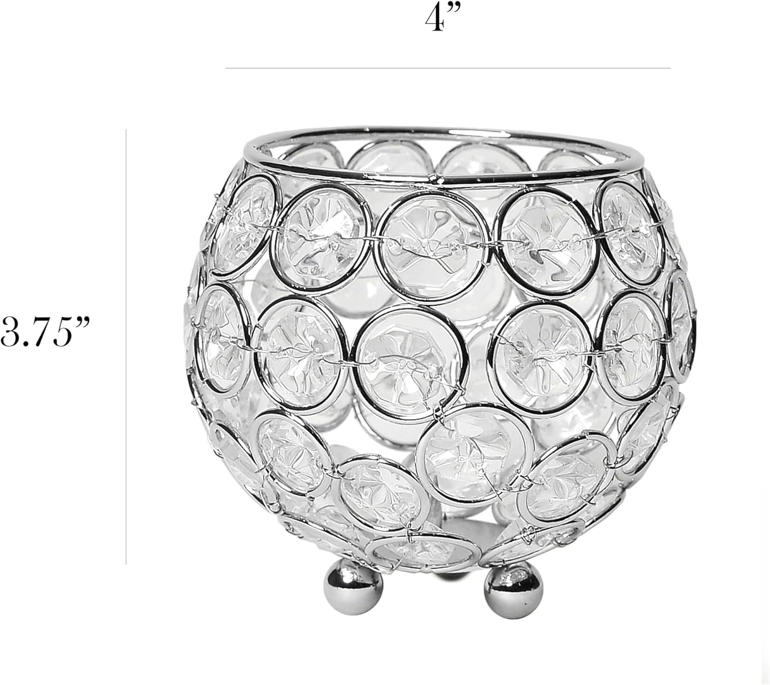 Elegant Designs Elipse Crystal Circular Bowl Candle Holder, Flower Vase, Wedding Centerpiece, Favor