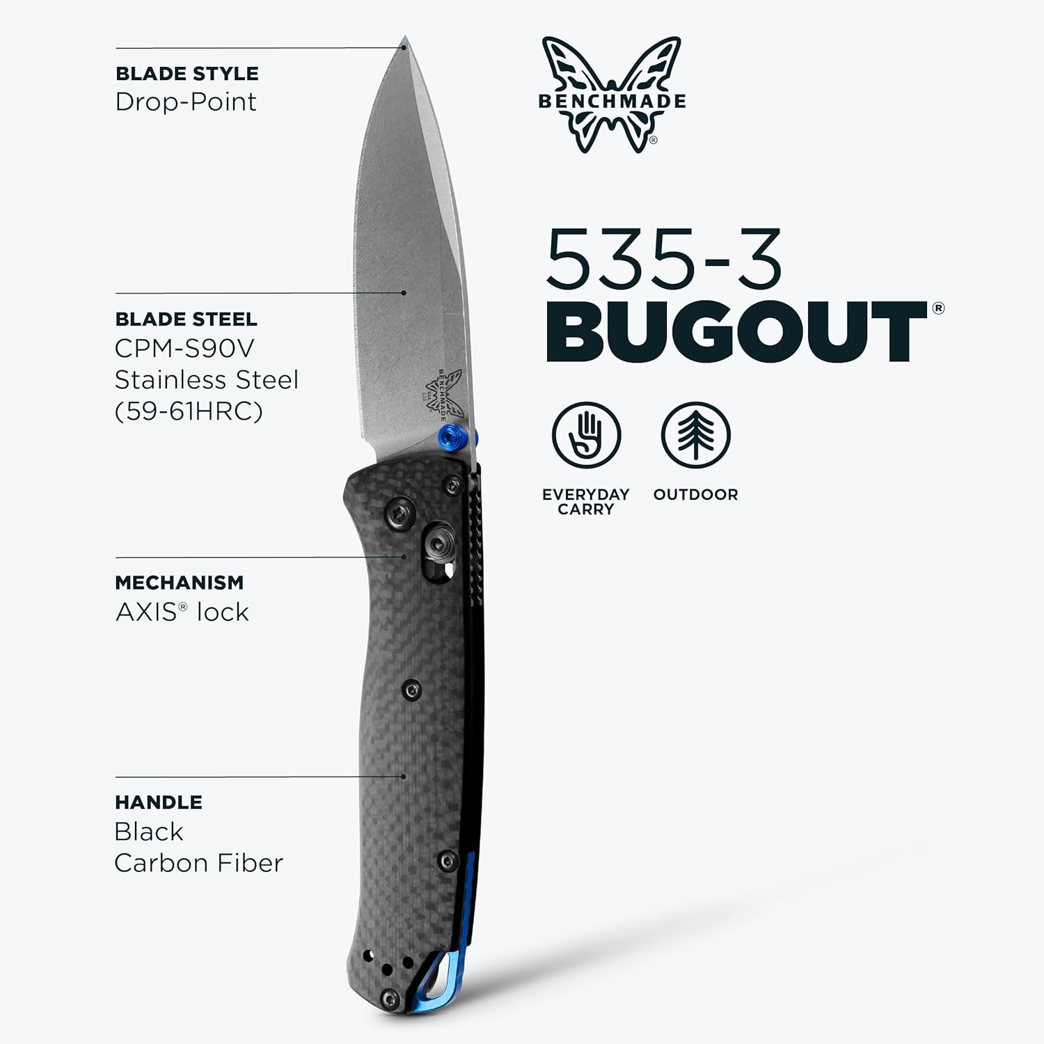 BENCHMADE Bugout 535 EDC Folding Knife