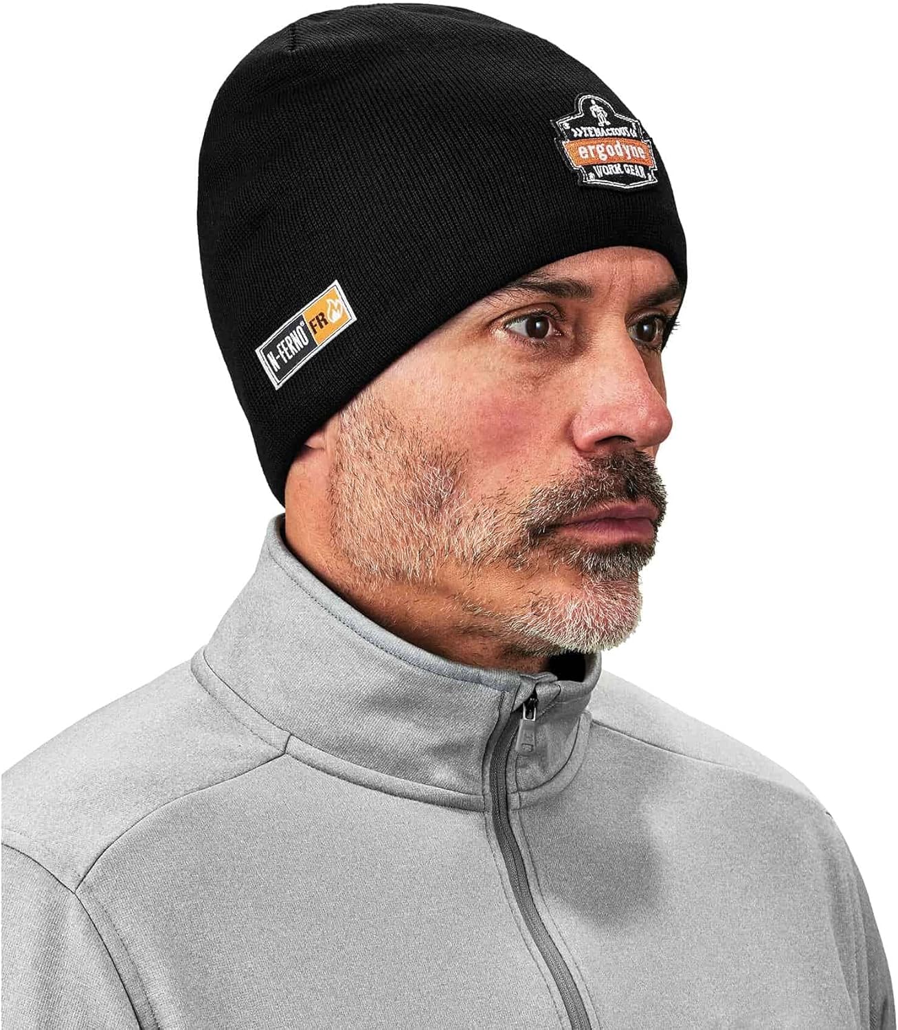 Ergodyne N-Ferno 6820 Fire Resistant Thermal Knit Beanie Cap, Black Black/Orange Cap