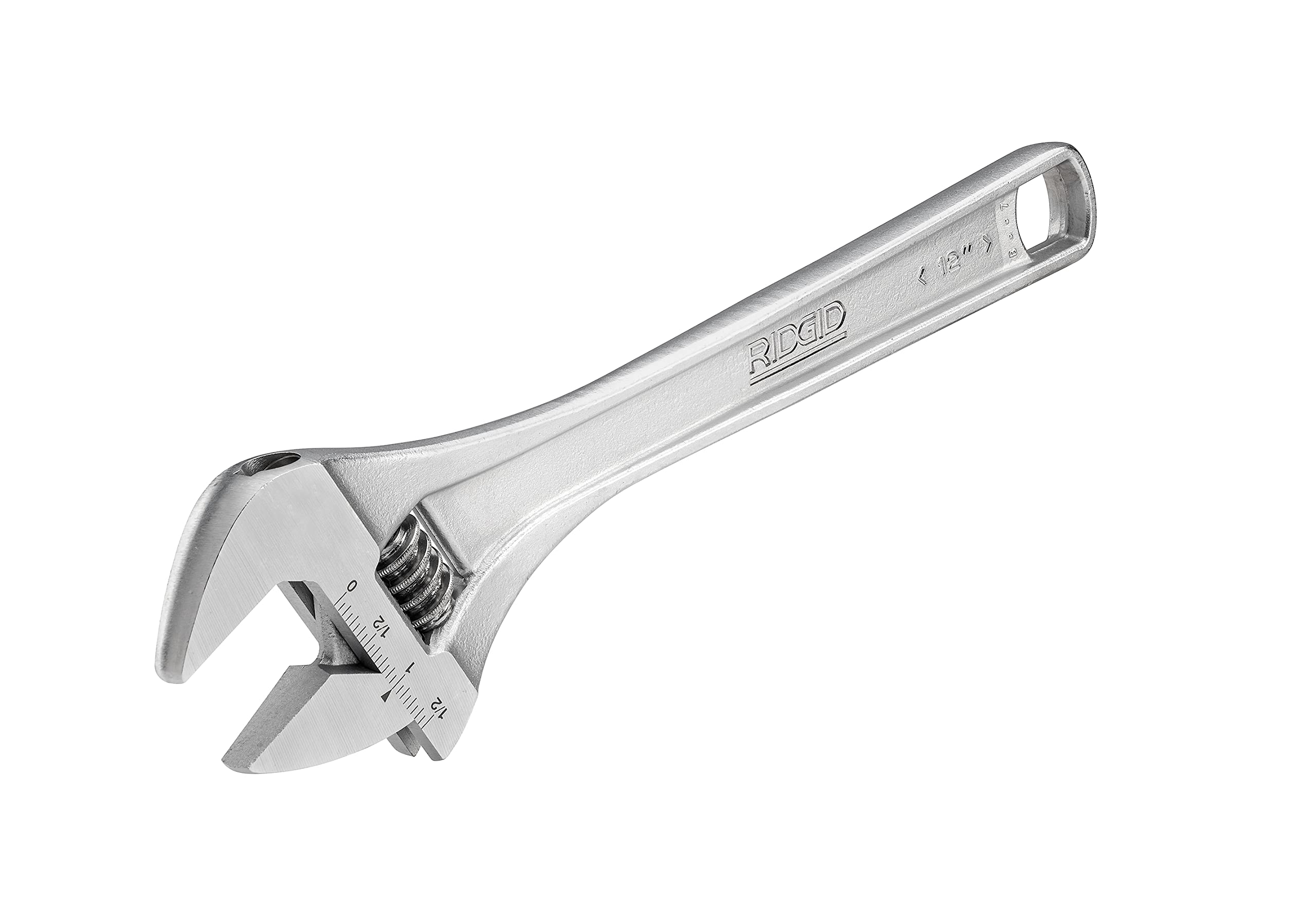 Ridgid 86917 762 Adjustable Wrench, 12-inch Adjustable Wrench for Metric and SAE, Silver, Small