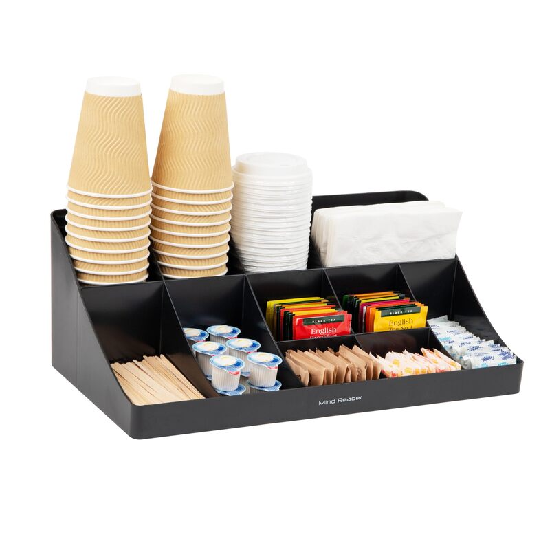Mind Reader Cup and Condiment Station Countertop Organizer, 11-Compartment