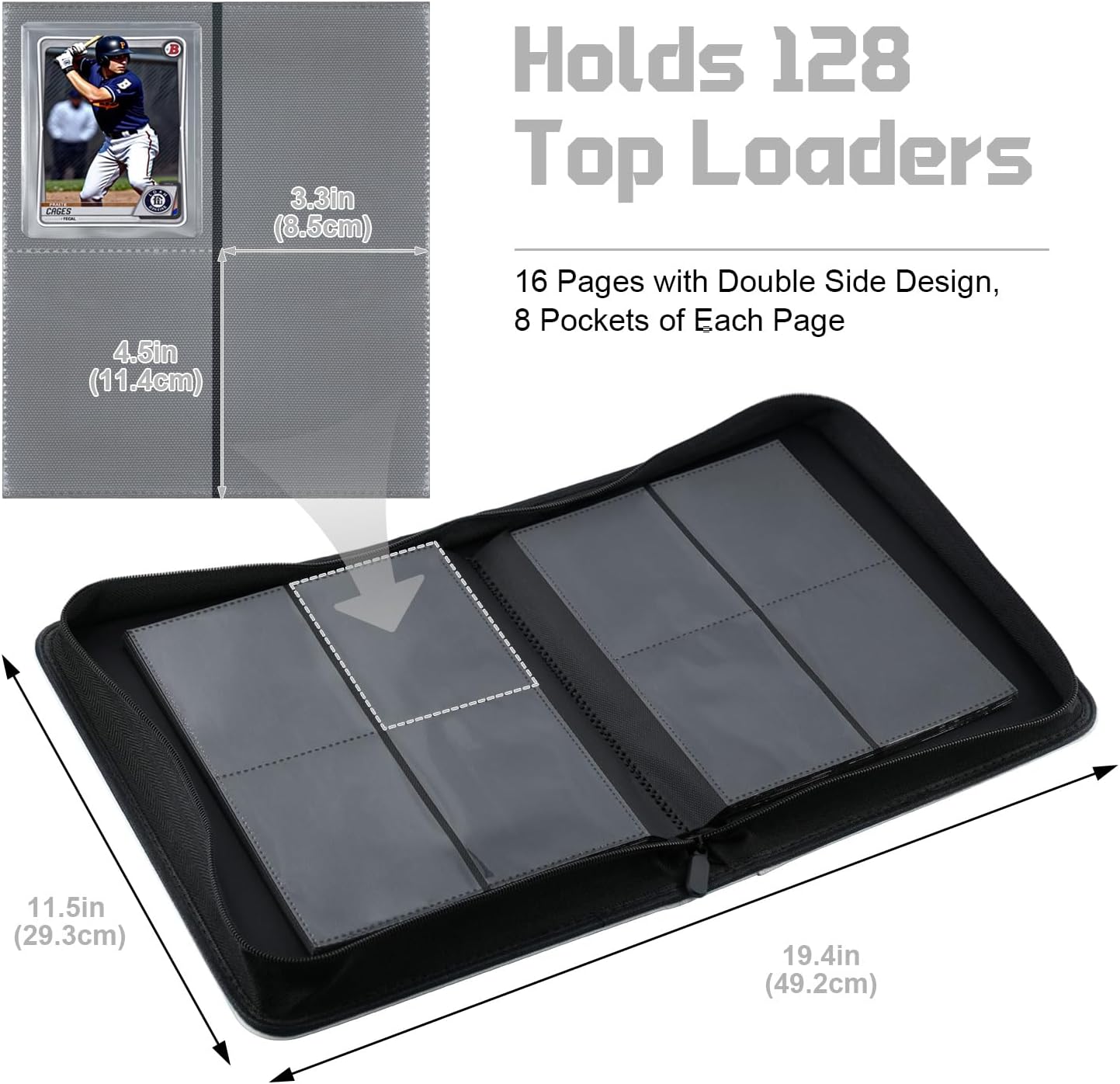WITHYU Toploader Binder - 128 Card Capacity - White