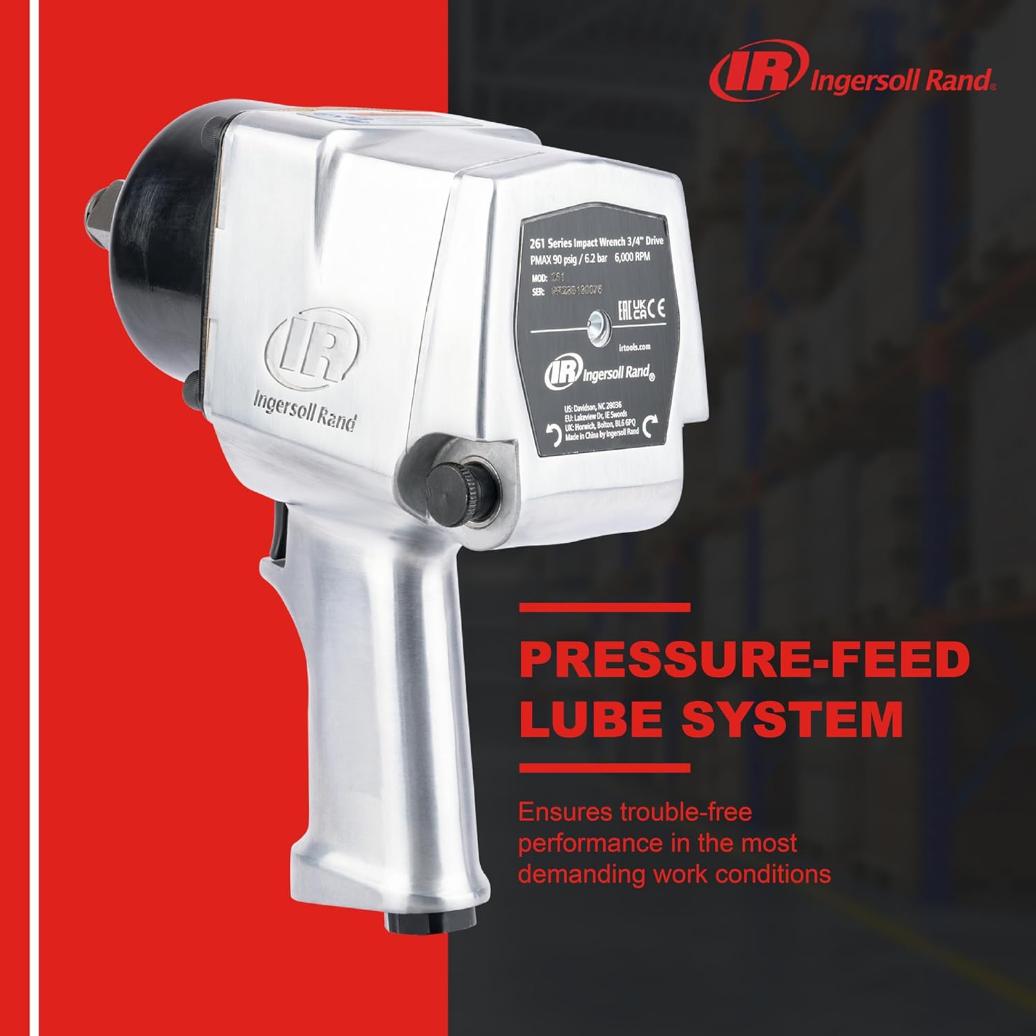 Ingersoll Rand 261 3/4" Air Impact Wrench, 1,100 ft-lbs Max Torque, Super Duty