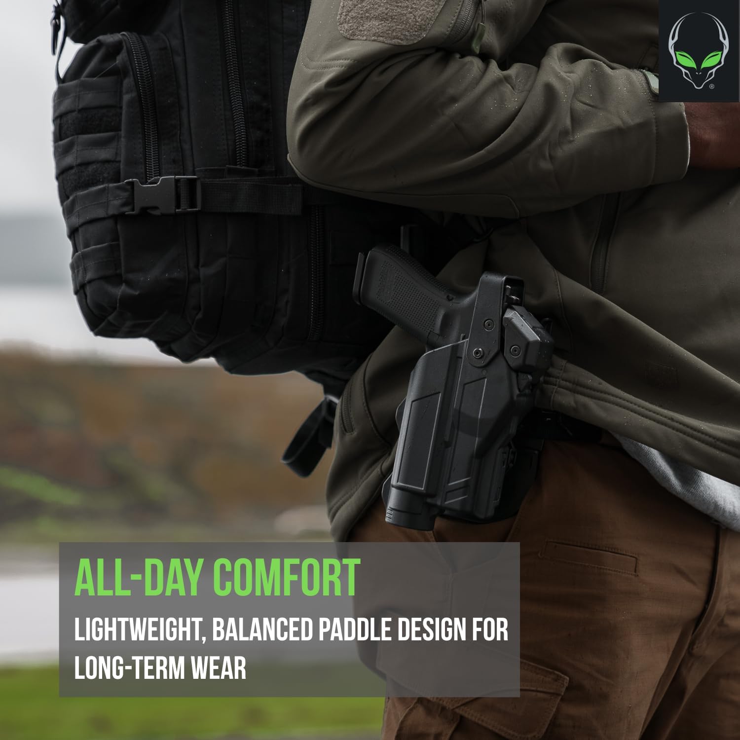Alien Gear Rapid Force Holster Paddle – Secure Belt Fit up to 1 ¾” – Durable Polymer – Works with Rapid Force Level II