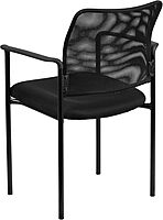 Flash Furniture Jana Comfort Black Mesh Stackable Steel Side Chair with Nylon Arms and Built-In Lumbar Support Contemporary