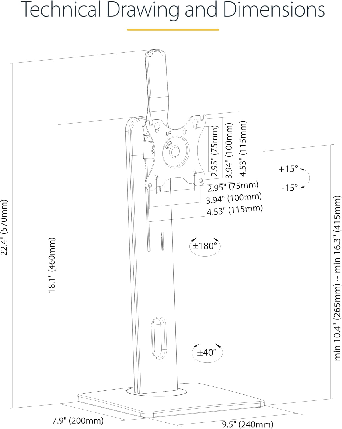 StarTech.com Adjustable VESA Monitor Stand