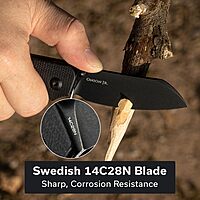 CIVIVI Crabby Pocket Knife, EDC Folding Knife for Men Women with Swedish 14C28N Blade Contoured Micarta Handle, Designed by Ken Onion Jr. C24055-3 Black