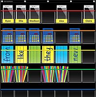 Teacher Created Resources Storage Pocket Chart, 36-1/2inH x 32-1/2inW x 1/2inD, Black