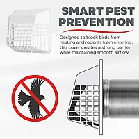 Deflecto Universal Bird Guard, Fits 3 inch to 4 inch Vent Hoods | Durable, Easy-to-Install & Prevents Birds, Rodents and Debris (UBGWL)