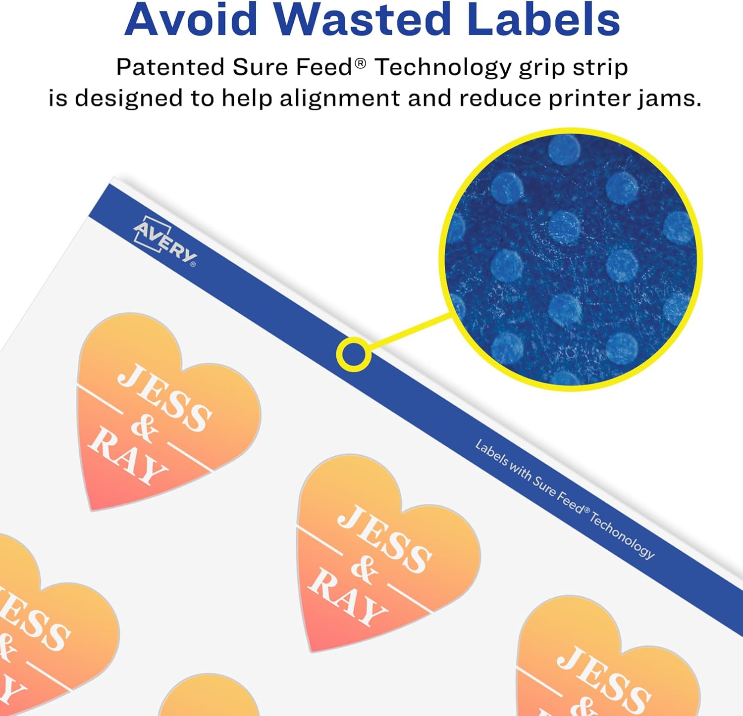 Avery Glossy Clear Heart Labels, Sure Feed Technology, 1.5" x 1.5", 200 Glossy Clear Labels, Print-to-The-Edge