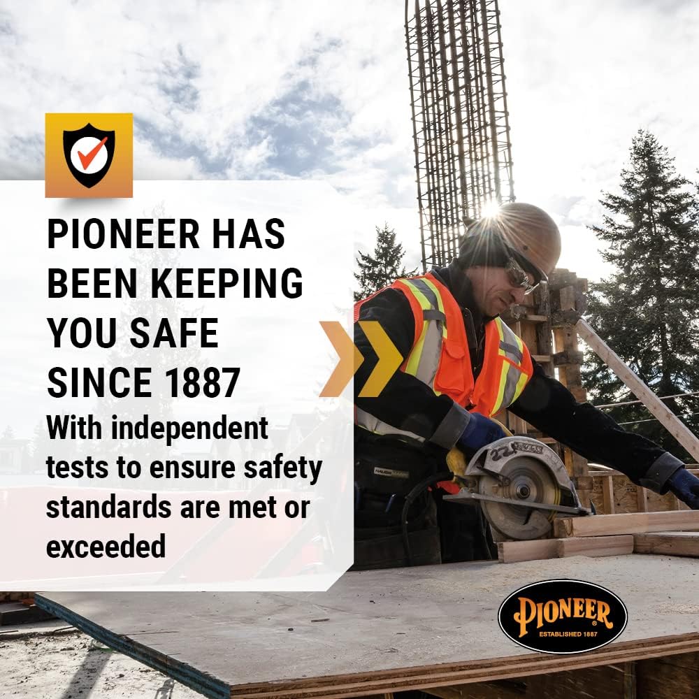 Pioneer Hi Vis Tear-Away Mesh Back Safety Vest - Reflective Tape, 4 Pockets