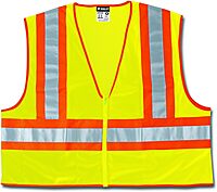 MCR Safety WCCL2LFRX3 Class 2 Polyester Mesh Flame Resistant Safety Vest with 3M Scotchlite Orange/Silver Reflective Stripe, Fluorescent Lime, 3X-Large