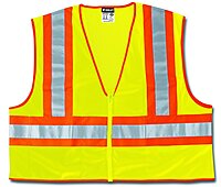 MCR Safety WCCL2 Class 2 Polyester Mesh Flame Resistant Safety Vest, Fluorescent Lime