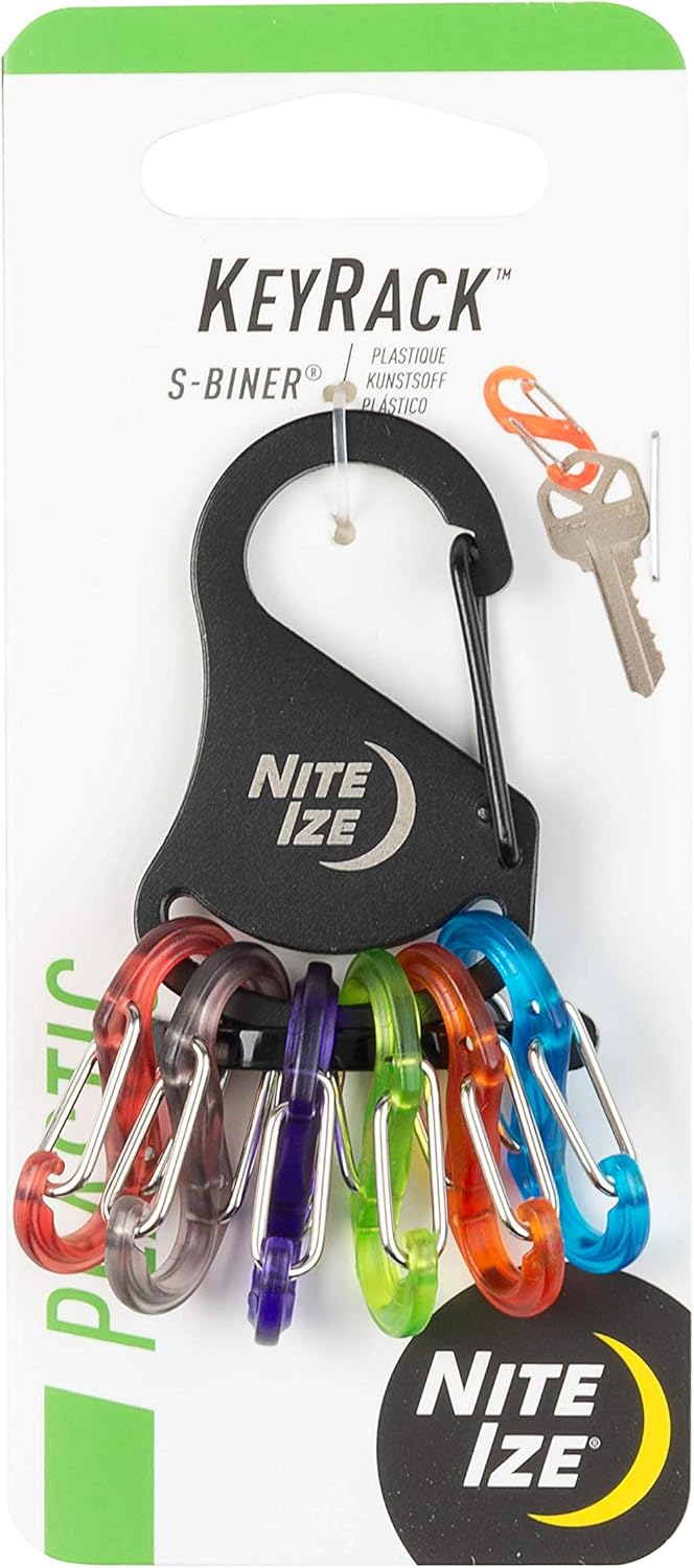 Nite Ize KeyRack Steel S-Biner - Key Carabiner Organizer with 6 Colorful S-Biners