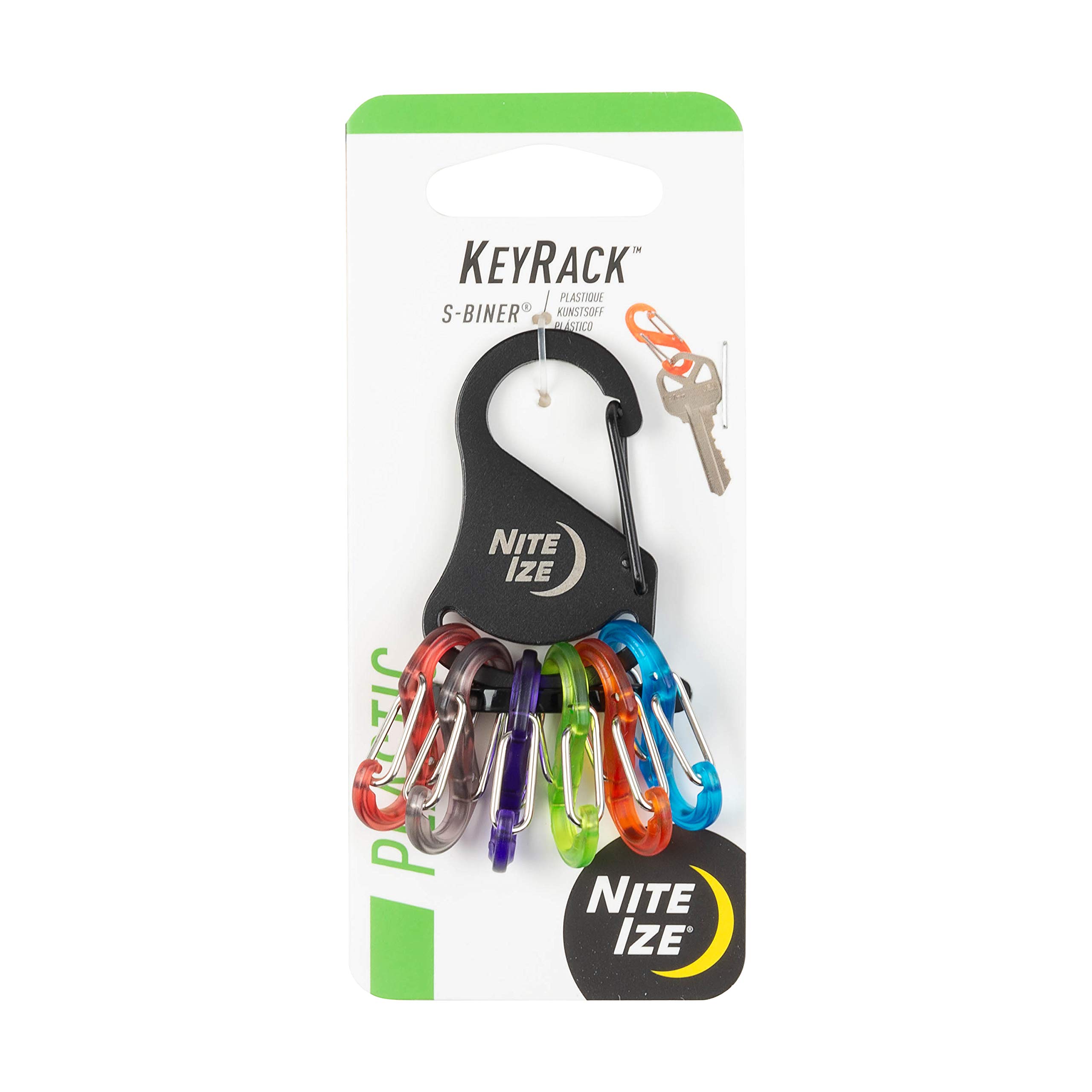 Nite Ize KeyRack Steel S-Biner - Key Carabiner Organizer with 6 Colorful S-Biners