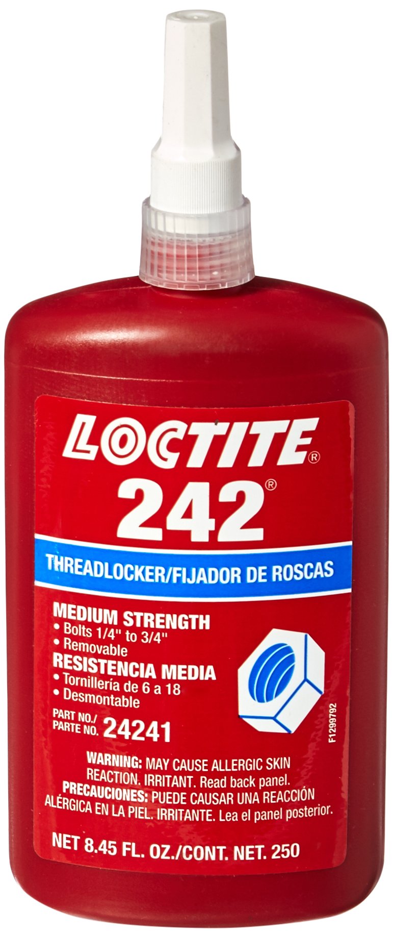 Loctite 24241 Blue 242 Medium Strength Threadlocker, 250 mL Bottle