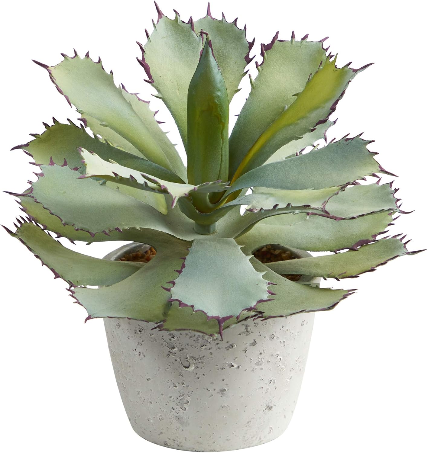 Nearly Natural Succulent 11inH Artificial Plant With Planter, 11inH x 10inW x 10inD, Green/White