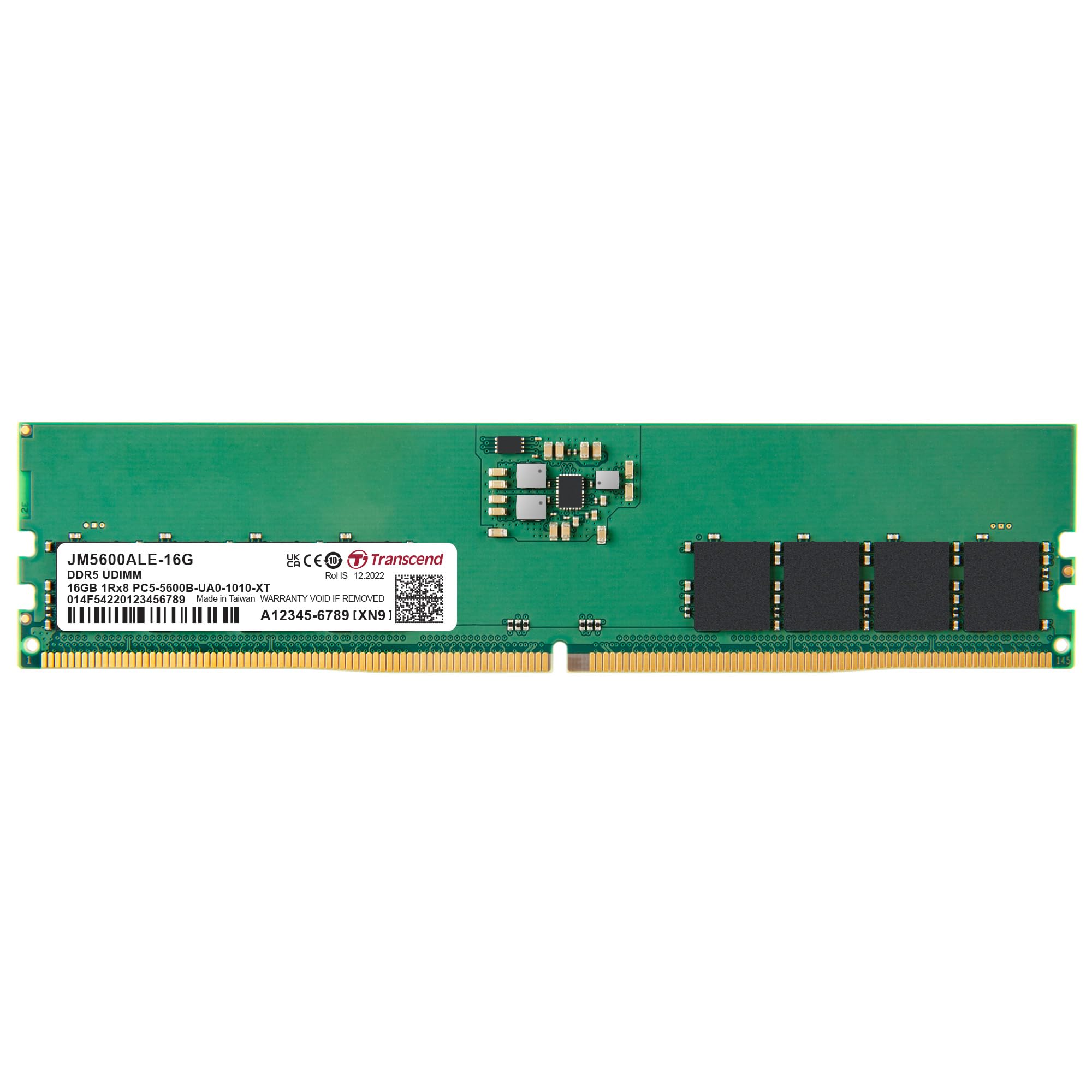 TRANSCEND 16GB DDR5 UDIMM Desktop RAM Module, On-die ECC, 288-pin, 1.1V