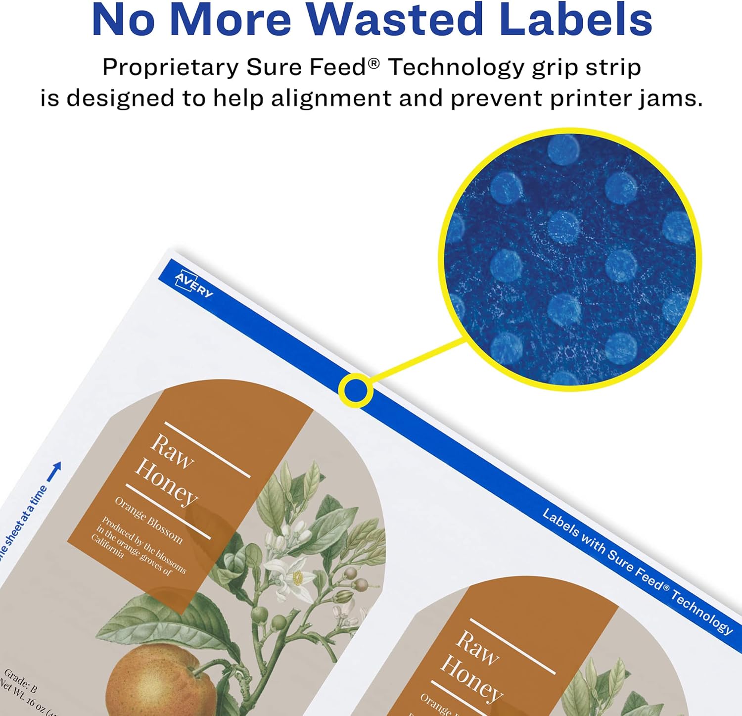 Avery Glossy White Arched Labels, Sure Feed Technology, 3" x 2.25", 90 Labels, Print-to-The-Edge, Laser/Inkjet Printable