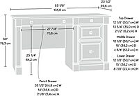 Sauder Palladia Computer Desk with Drawers, Home Office Desk with File Cabinet Storage Drawer - Management, Keyboard Tray