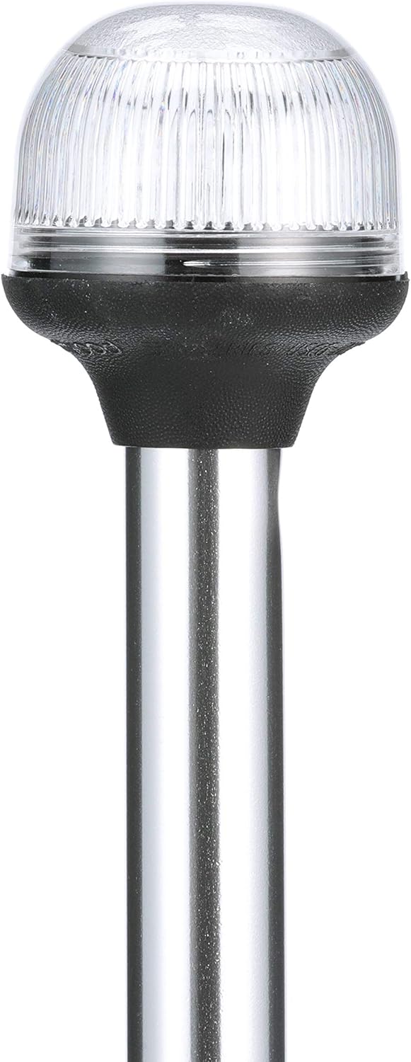 Attwood 5550-PA20-7 Lightarmor Folding All-Round 20-Inch Marine Boat 360-Degree Pole Light, Silver