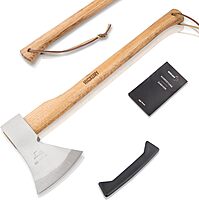 BÖKER PLUS® Appalachian Axe - Professional Bushcraft, Outdoor & Survival Axe - large carbon axe with hickory wood handle - professional camping axe with rhenish head 21.16 oz made of carbon steel 1055
