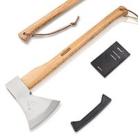 BÖKER PLUS® Appalachian Axe - Professional Bushcraft, Outdoor & Survival Axe - large carbon axe with hickory wood handle - professional camping axe with rhenish head 21.16 oz made of carbon steel 1055