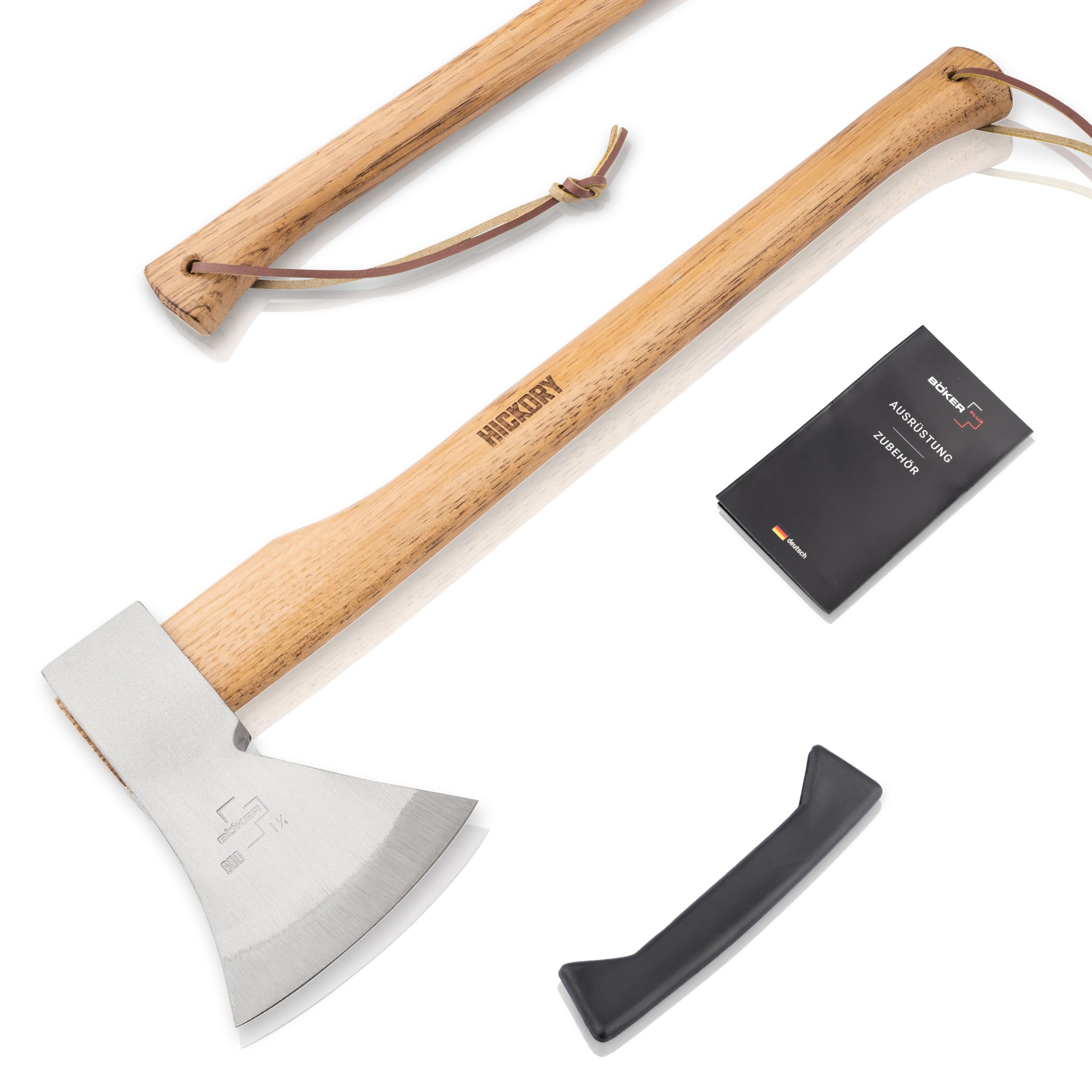 BÖKER PLUS® Appalachian Axe - Professional Bushcraft, Outdoor & Survival Axe - large carbon axe with hickory wood handle