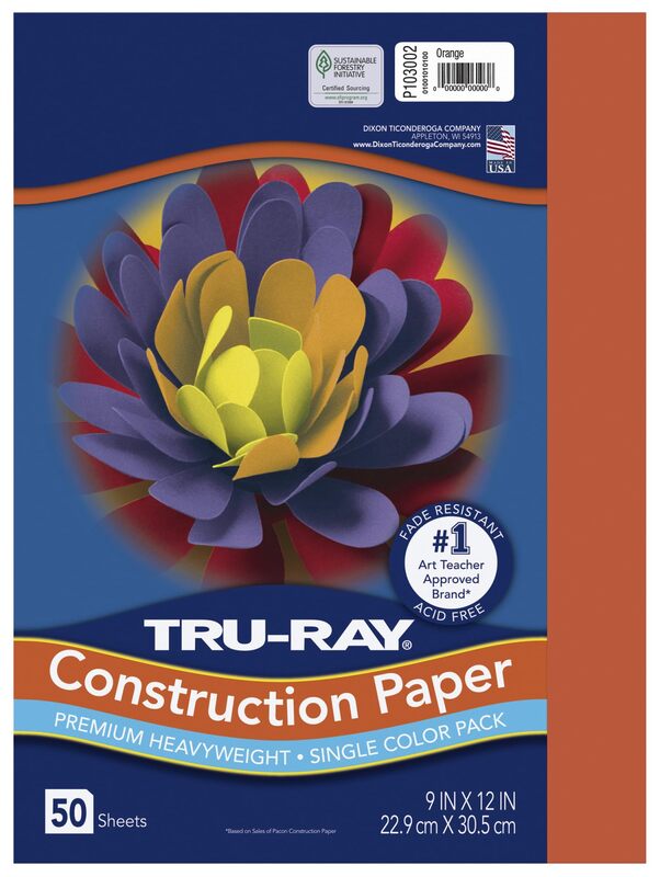Pacon PAC103002 Tru-Ray Construction Paper, 9 x 12 Inches, Orange, 50 Sheets (103002) 50 Count (Pack of 1)