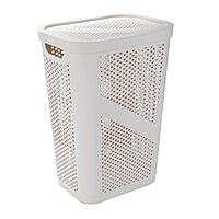 Mind Reader Slim Laundry Hamper with Lid, 60L Ventilated Plastic