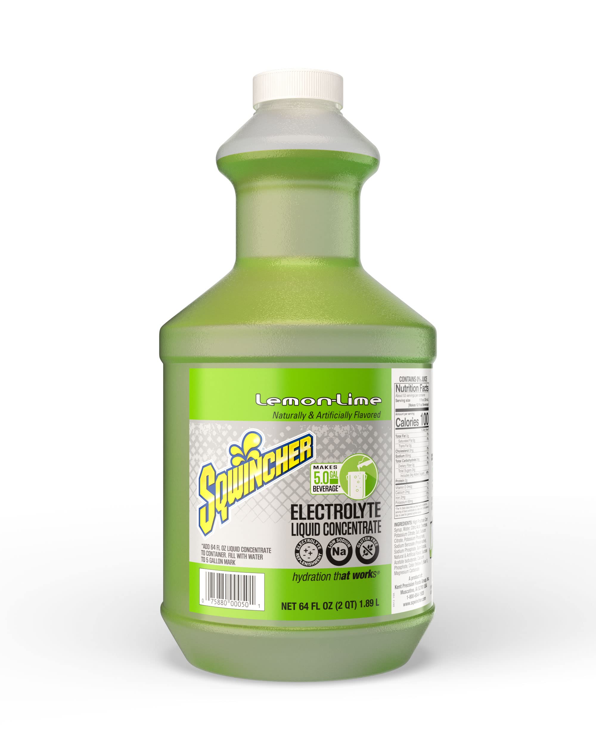 Sqwincher Liquid Concentrate, Lemon Lime, 64 fl oz (Pack of 6)