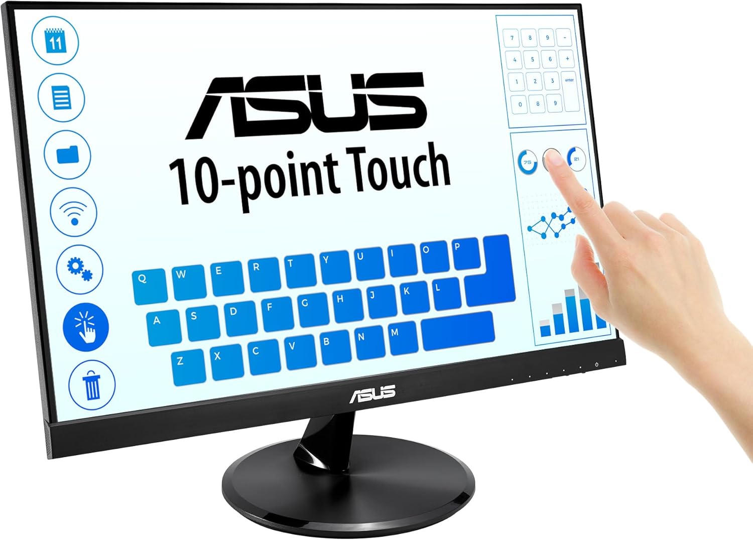 ASUS VT229H 21.5" Monitor 1080P IPS 10-Point Touch Eye Care with HDMI VGA, Black 21.5" IPS 10-Point Touch Screen