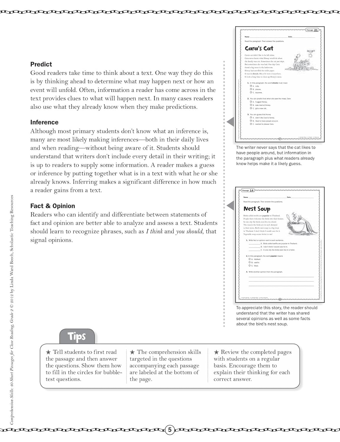 Comprehension Skills: 40 Short Passages for Close Reading: Grade 2