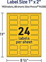 AVERY Printable Rectangle Labels, Sure Feed Technology, 1" x 2", Bright Yellow
